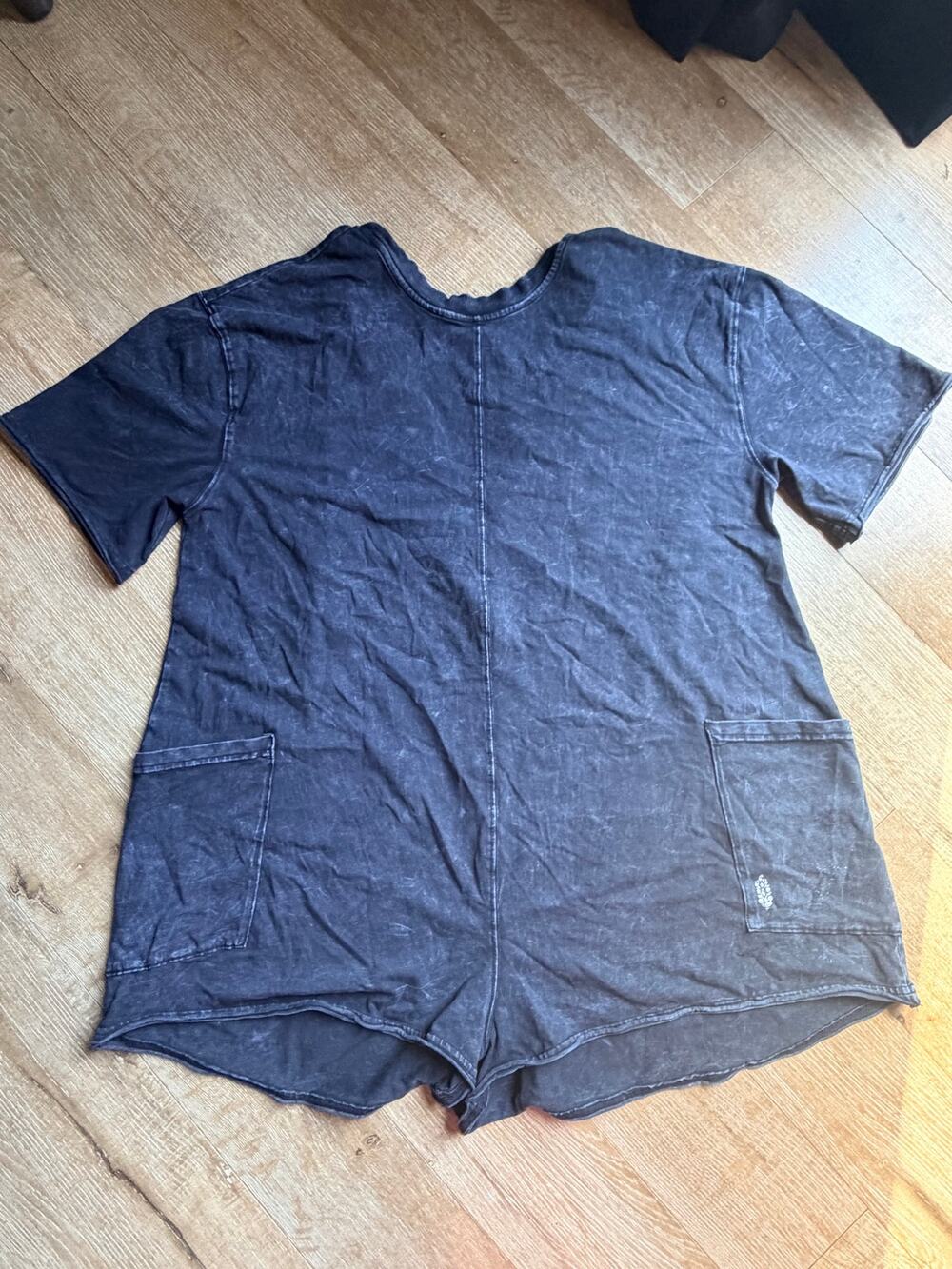 Free People movement hot shot tee romper acid wash